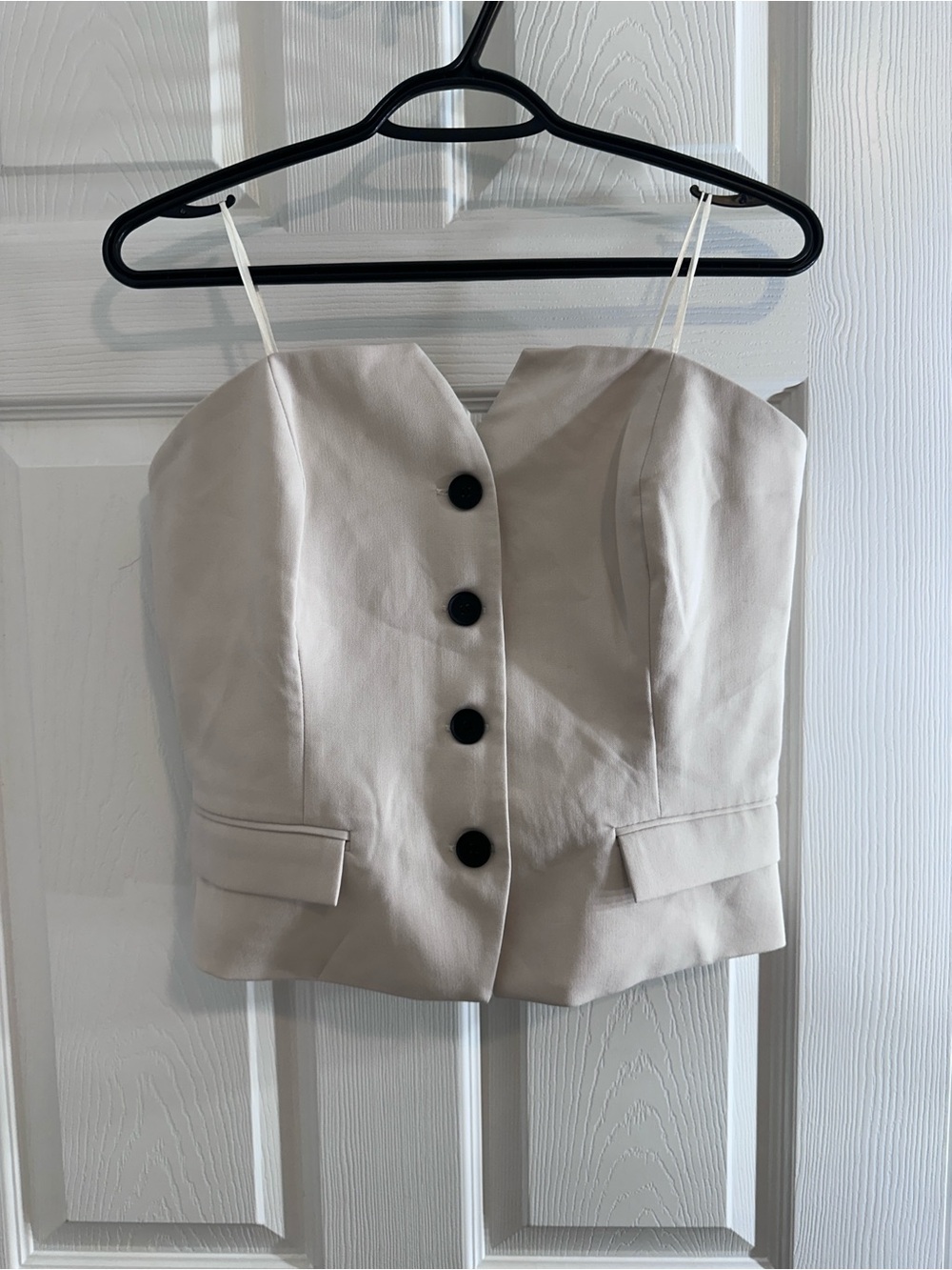 Sincerely Jules Cream Strapless Button-Front Bustier